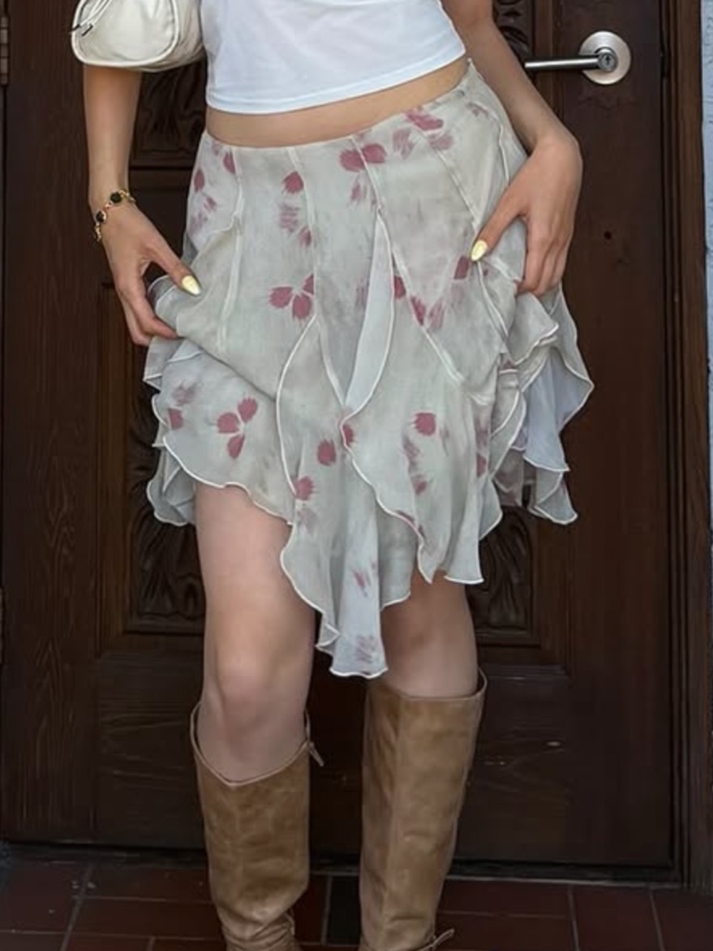 ISO Zara Printed Ruffle Skirt